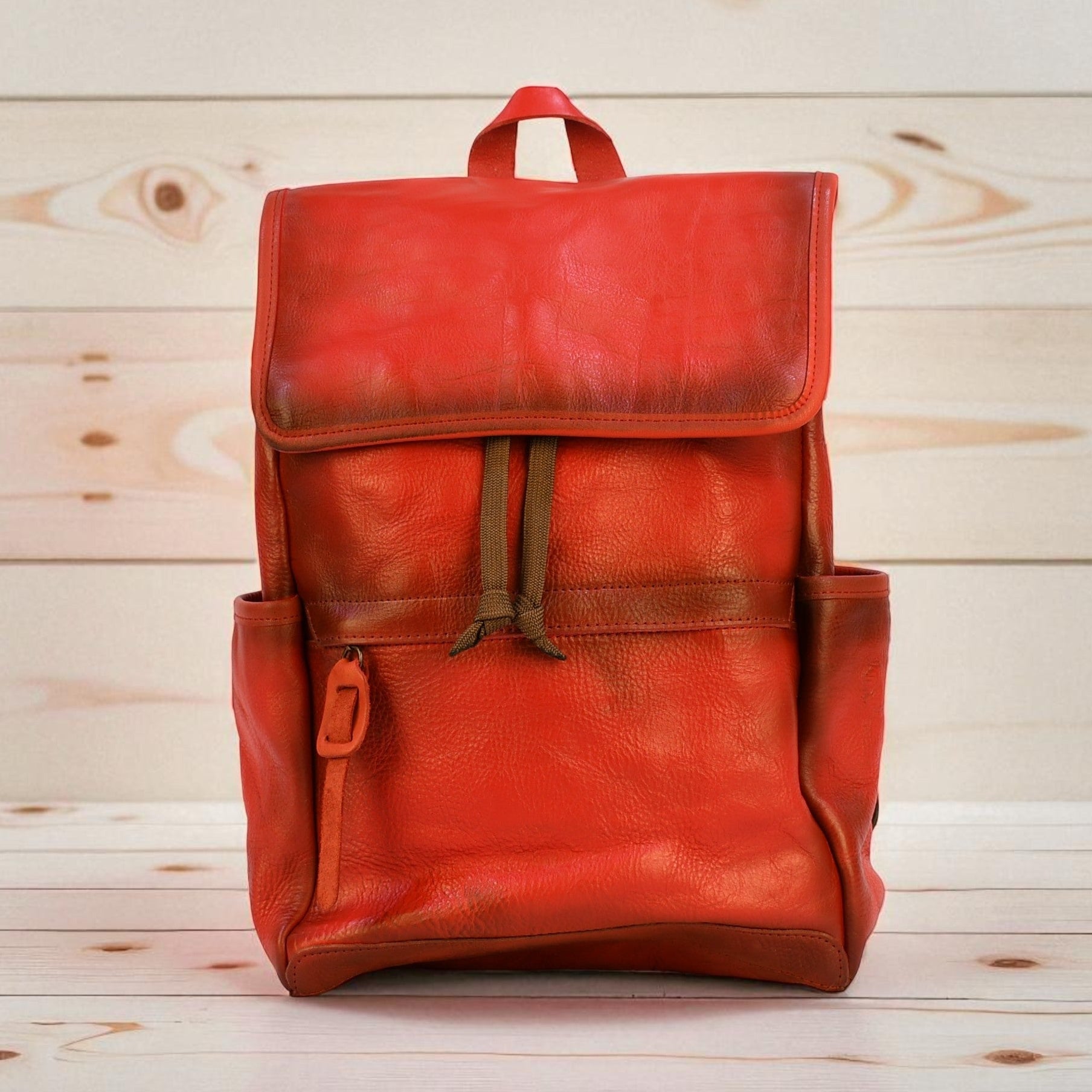 Bovine Leather Backpack - Red – Modern Rugged Leather display picture 1