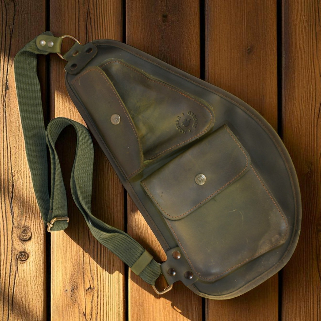 Bovine Leather Slim Sling - Olive