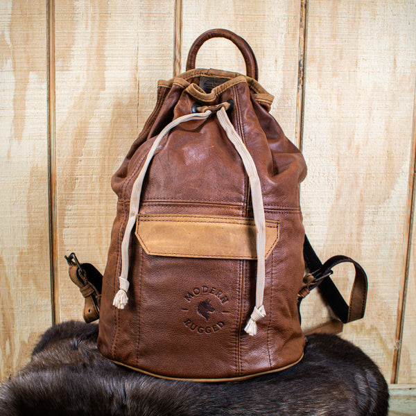 Leather Bucket Bag - Brown