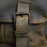 Leather Hide Laptop Bag- Olive (Buckles)