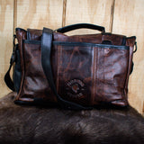 Leather Hide Laptop Bag- Rustic Merlot and Black (Buckles)