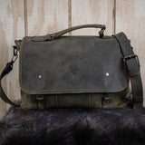 Leather Hide Laptop Bag- Olive (Clasps)