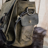 Leather Hide Laptop Bag- Olive (Clasps)