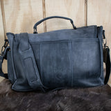 Leather Hide Laptop Bag- Soft Navy (Clasps)