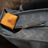 Leather Hide Laptop Bag- Soft Navy (Clasps)