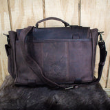 Leather Hide Laptop Bag- Weathered Mahogany (Buckles)