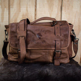 Leather Hide Laptop Bag- Soft Textured Tan (Buckles)