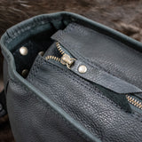 Leather Hide Laptop Bag- Black (Buckles)