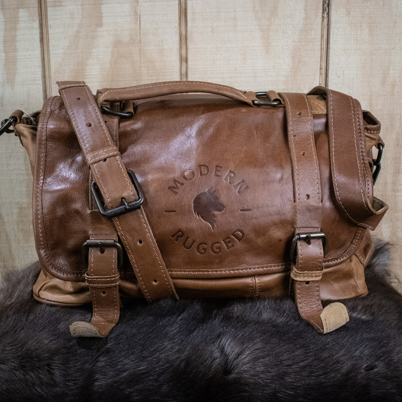 Leather Hide Laptop Bag- Soft Tan (Buckles)