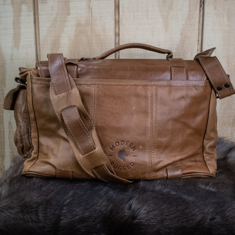 Leather Hide Laptop Bag- Soft Tan (Buckles)