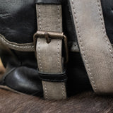 Leather Hide Laptop Bag- Black and Grey (Buckles)