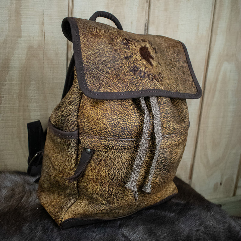 Leather Hide Backpack - Tan and Brown (Textured)