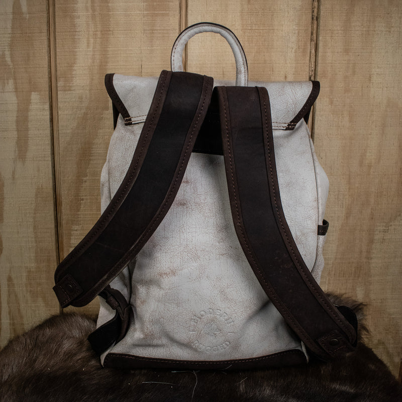 Leather Hide Backpack - White (Weathered)