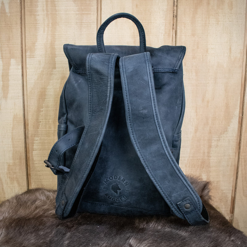 Leather Hide Backpack - Soft Navy (Weathered)