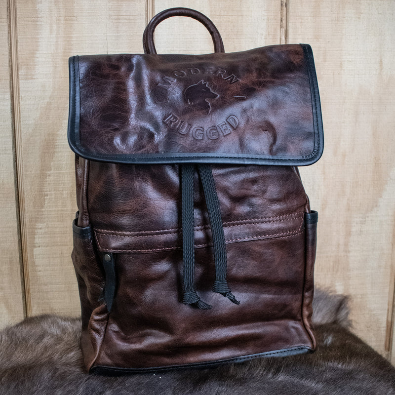 Leather Hide Backpack - Merlot and Black (Rustic)