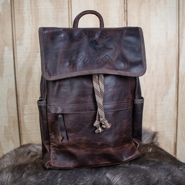 Leather Hide Backpack - Merlot and Brown (Rustic)