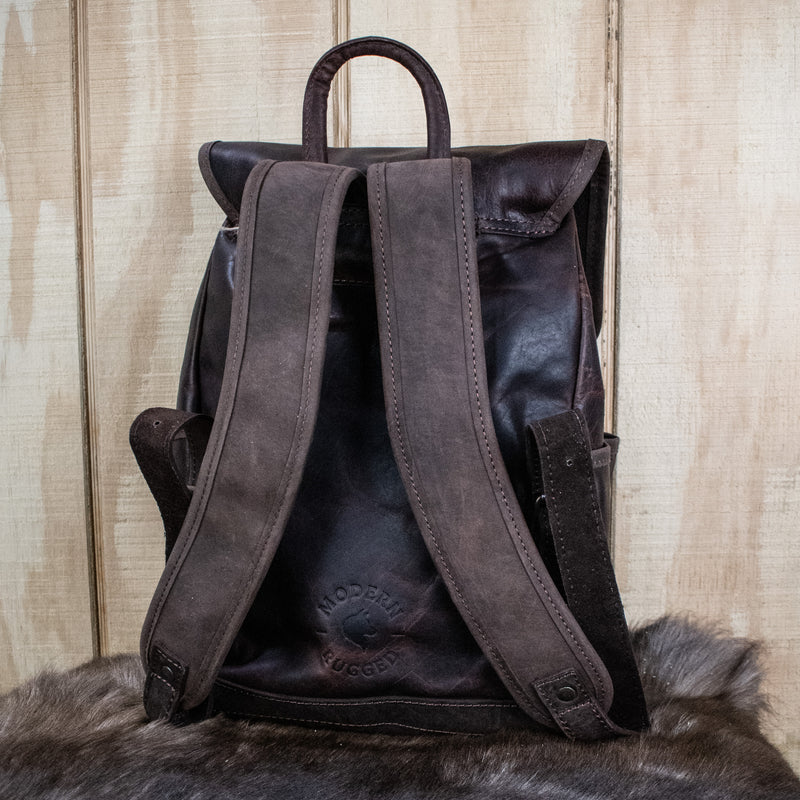 Leather Hide Backpack - Merlot and Brown (Rustic)