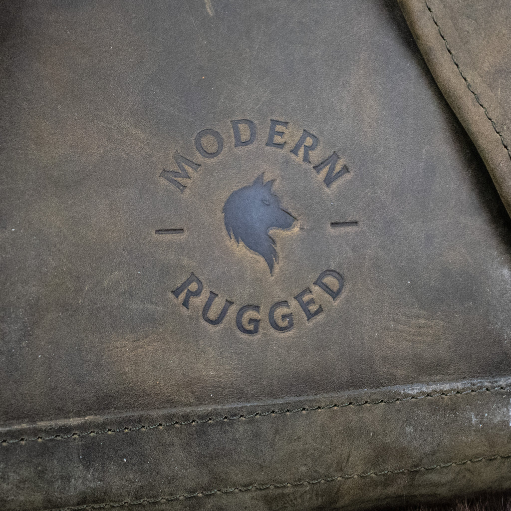 Olive leather hide Modern Rugged backpack 