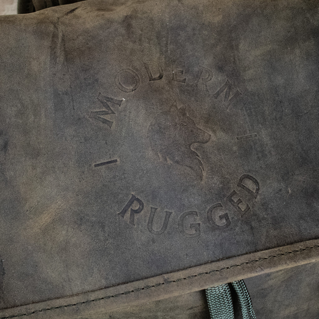 Olive leather hide Modern Rugged backpack 