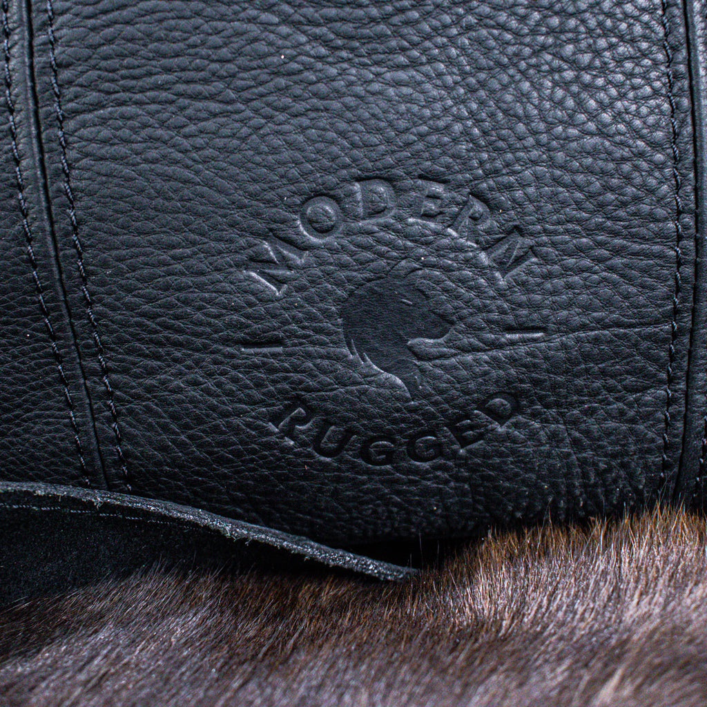 Black Leather Hide Modern Rugged laptop bag with lifetime warranty on hardware and stitching