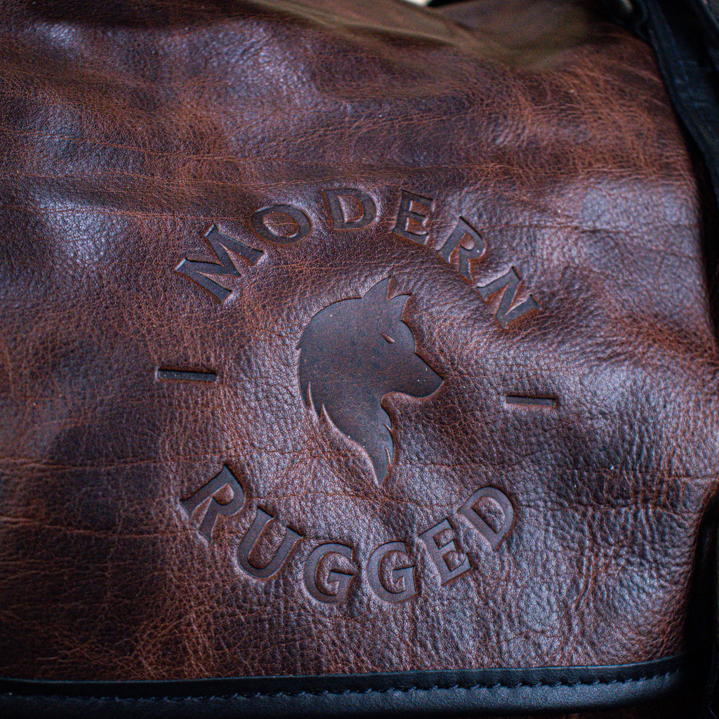 Rustic Merlot and Black Leather Hide Buckled laptop bag from Modern Rugged Leather