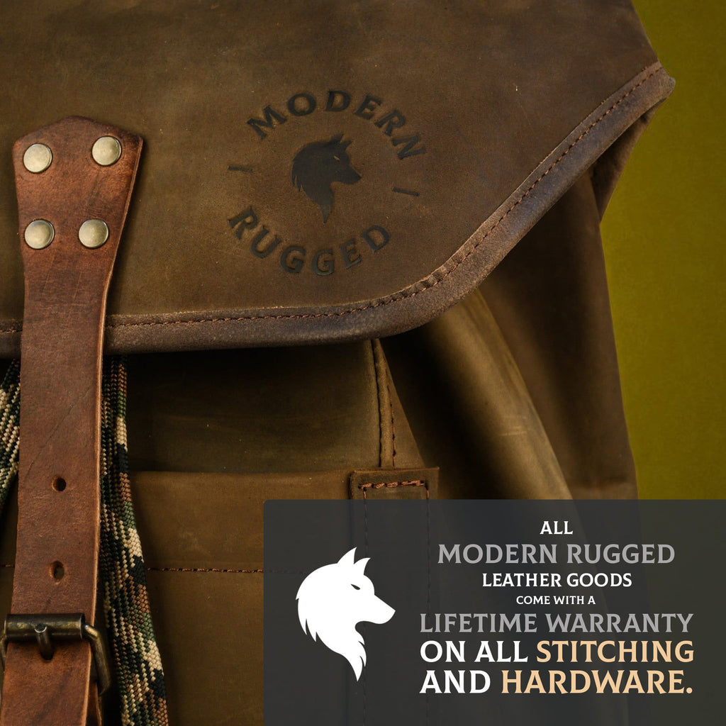 All Modern Rugged Leather Goods come with a Lifetime Warranty on all stitching and hardware